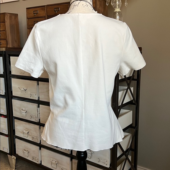 J Crew Off White Short Sleeve Peplum Ruffle Hem Top - Picture 3 of 10